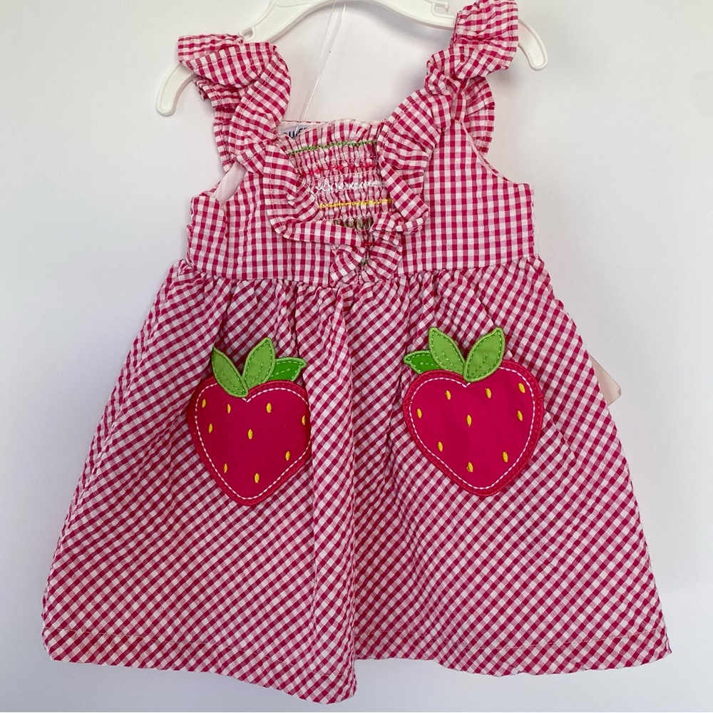 Baby Girl Strawberry Summer Dress Denim Dress And Denim Onesie 12 Months Bundle - Picture 2 of 10